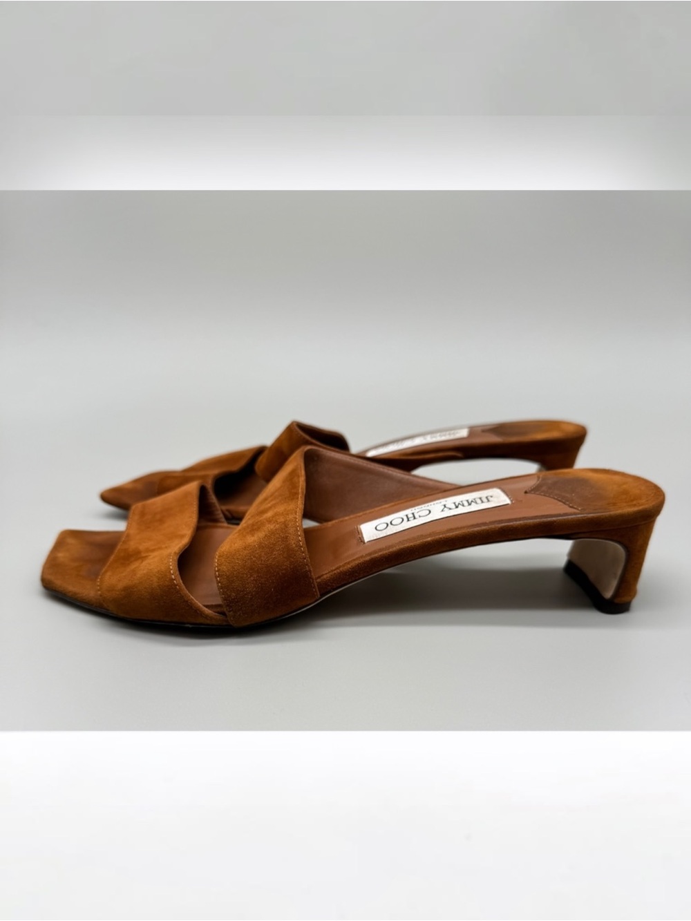 Jimmy Choo Rori Suede Slide Mules Tan Women’s Size 38.5 - Picture 4 of 8